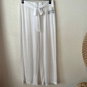 Simply Emma wide leg white mesh pants swimsuit coverup